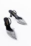 Zri̇n-1005 Premium Black Daily Open-Back Stone Heeled Shoes 9 cm - 4