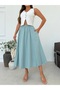 Women's Elastic Waist Flared Maxi Skirt - 5