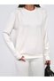 Women's White Sweat Modal Fabric Oversize Basic Casual Crew Neck Sweatshirt - 6