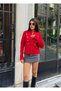 Women's Red Button Detailed Zippered Knitwear Cardigan - 4