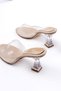 Zri̇n-619 Nude Patent Leather Transparent Strappy Transparent Heeled Round Toe Women's Slippers - 6
