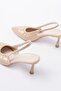 Zri̇n-40451 Beige Wrinkled Patent Leather Daily Open-Back Heeled Shoes 9 cm - 5