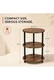 Round Coffee Table, 3 Tier Design Accent Table, Narrow Side or Bedside Stand, Industrial Vi - 3