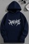 Unisex 3 Thread Cotton Navy Blue Gothicruthles Print Loose Fit Sweatshirt Hoodie