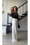 White Draped Tencel Trousers - 3