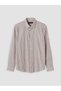 Burgundy Regular Fit Striped Gabardine Men's Shirt - 5