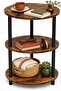 Round Coffee Table, 3 Tier Design Accent Table, Narrow Side or Bedside Stand, Industrial Vi
