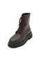 Brown Lace-Up Serrated Sole Women's Boots - 6