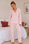 Reported Viscose Buttoned Overlocked Long Sleeve Patterned Pajama Set - 2
