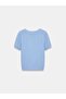 10779 Crew Neck Short Sleeve Knitwear Blouse-A.Indigo m - 7