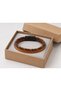 Orvesso Embertrail Light Brown Leather Men's Bracelet - Orange Black Weave - 2