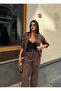 Women's Brown Bomber Jacket and Pants Two-Piece Set - 4