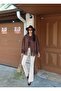 Women's Collared Suede Tasseled Poncho Jacket - 6
