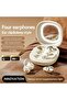 2-in-1 Dual Style Wireless Earbuds Set (2 Pairs Included: In-Ear & Clip-On Ear-Hook TWS) with Charging Case & Makeup Mirror LED Light, Bluetooth Stereo Headset (Skin Tone) - 2