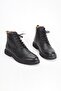 Genuine Leather Men's Boots with Lace-Up and Zipper Closure, Casual Winter Cold-Resistant Thick Sole, Black - 5