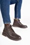 Genuine Leather Men's Boots with Lace-Up and Zipper Closure, Casual Winter Cold-Resistant Thick Sole, Brown - 4