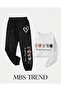 Winter Heart Printed "Fingertip Love" Design Black-White Kids Two-Piece Tracksuit Set