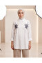 Beaded Embroidered Oversized Linen Shirt - 2