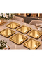 6-Piece Luxury Gold Wicker Mesh Detailed Gold Square Tray for Promise, Engagement, Dowry, Coffee, Tea Presentation - 3