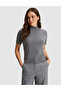 Gray Melange Half Fisherman Slim Fit Sweater 50331408-Vr086