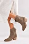 Shane Women's Suede Mink Embroidered Pointed Toe Thick Heeled Western Cowboy Boots 5.5 cm Heel - 8