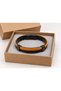 Corvane Ambercord Black Leather Men's Bracelet - Orange Braided Multi-Layered - 3