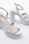 Zri̇n-105 Premium White Crossed 12 cm Thick Heeled Women's Sandals - 4