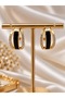 Women's Black / Gold Steel Earrings - 3