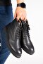 Genuine Leather Men's Boots with Lace-Up and Zipper Closure, Casual Winter Cold-Resistant Thick Sole, Black - 3