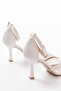 Zri̇n-404 Premium White Mesh Flower Detailed Heeled Shoes 9 cm - 6