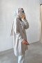 Ruffle Shoulder Mercerized Cardigan - Beige - 3