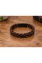 Brevante Umberline Dark Brown Leather Men's Bracelet - Double Braided Minimal - 3