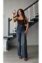 Dark blue belted Stretch Fabric straight jean - 3