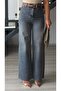 Coffee tinted belted lycra straight jeans - 2