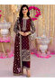 Deep Maroon Wine Heavy Faux Georgette Party-Wear Three-Piece Suit Set - HRT0001 | Deep Maroon / Wine