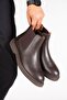 Genuine Leather Men's Chelsea Boots Elastic Thick Sole Casual Winter Cold Resistant Brown - 3