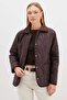 Waterway Patterned Velvet Detailed Quilted Coat - 3
