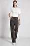 Women's Brown H02 Elastic Waist, Striped Front, Wide Leg Sweatpants - 2