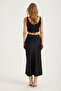 Satin Long Twist Detailed Skirt - 5
