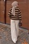 Crew Neck Striped Knitwear Cardigan Tsd260284 Mink - 6
