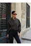 Women's Double-Breasted Collar Buckle Belt Detailed Crop Jacket with Elastic Sleeves - 3