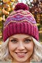 Women's Pompom Folded Patterned Knitted Winter Beanie - 3