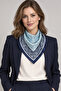 Arctic Paisley – Navy Blue Ice Blue Shawl Patterned Satin Scarf 70×70 cm - 4