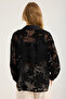 Chiffon Embossed Rose Pattern Shirt - 5
