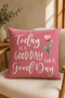 Pink Tulip and Butterfly Patterned Set of 4 Decorative Throw Pillow Covers (Double-Sided) - 3