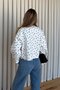 Ecru Leather Collar Detailed Polka Dot Jacket - 1147 - 5