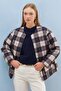 Plaid Patterned Quilted Snap Button Coat - 2