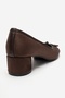 Leslie Brown Suede Bow Women's Thick Heeled Shoes - 7