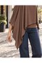 Women's Brown 95% Viscose 2-Piece Boat Neck Sleeve Draped Cape Blouse - 4