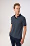 Regular Fit Navy Blue Buttonless Polo Collar T-Shirt